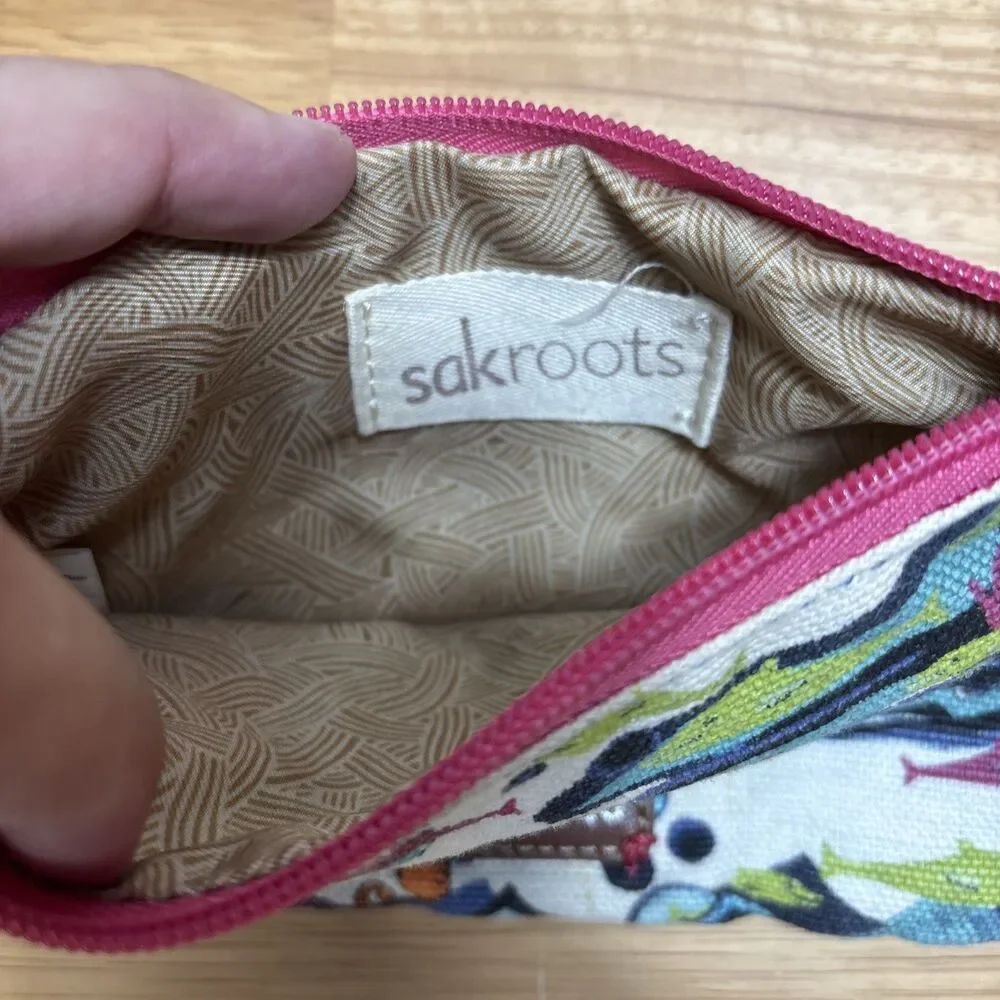 Sakroots Makeup Bag Ocean Under Sea Theme Zip Close No Strap Fish Starfish